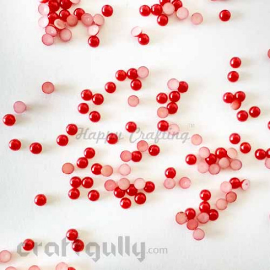 Flatback Pearls 4mm - Round - Red - 5gms