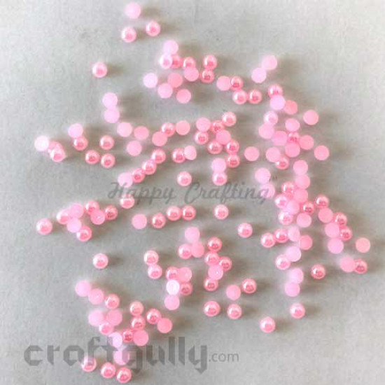 Flatback Pearls 4mm - Round - Hot Pink - 5gms