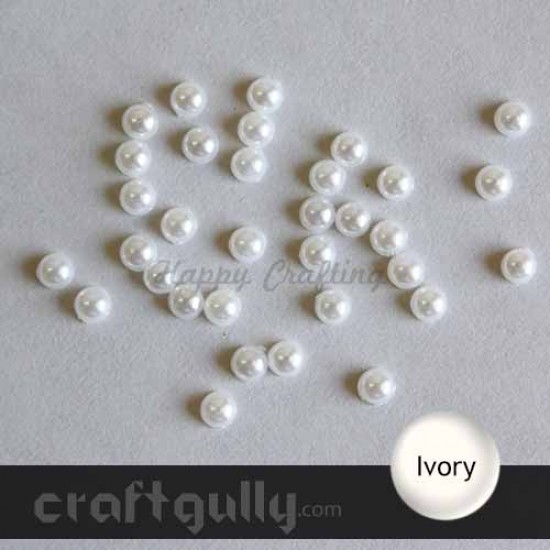 Flatback Pearls 8mm Round - Ivory - Pack of 60