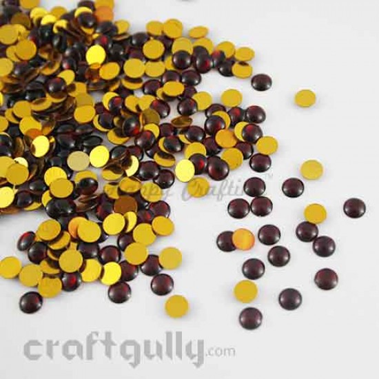 Kundan Stones 5mm Round - Maroon - 10gms