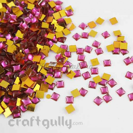 Kundan Stones 5mm Square - Pink - 10gms