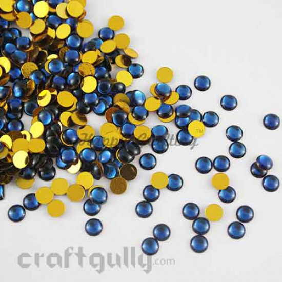 Kundan Stones 5mm Round - Royal Blue - 10gms