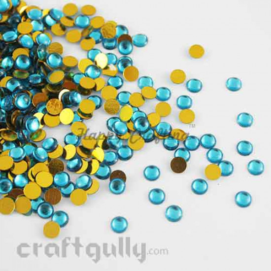 Kundan Stones 5mm Round - Turquoise - 10gms