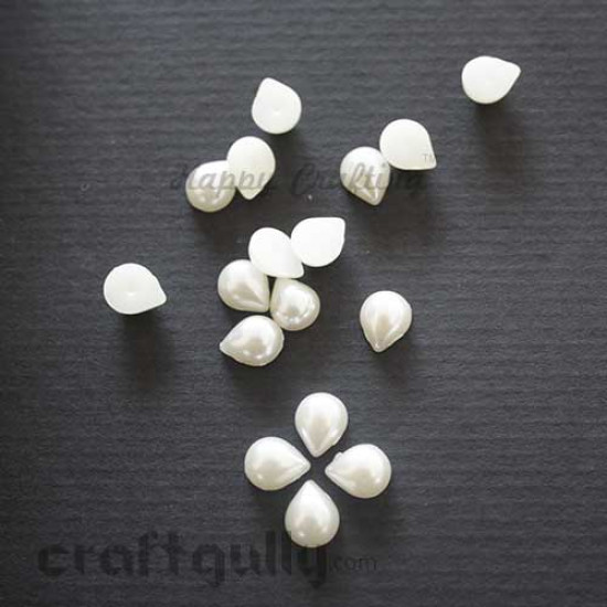Flatback Pearls 10mm - Drop - Ivory - Pack of 20