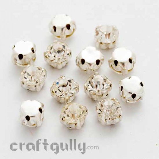 Rhinestone 4mm - Prong Setting - White With Silver Back - Pack of 25