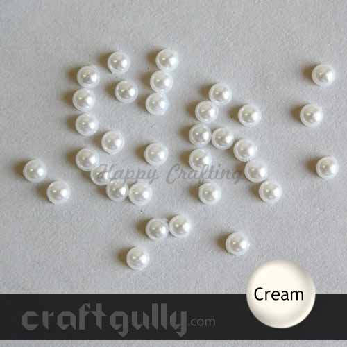 Flatback Pearls 4mm - Round - Cream - 5gms