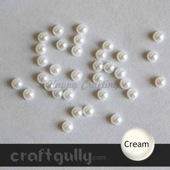 Flatback Pearls 4mm Round - Cream - 5gms