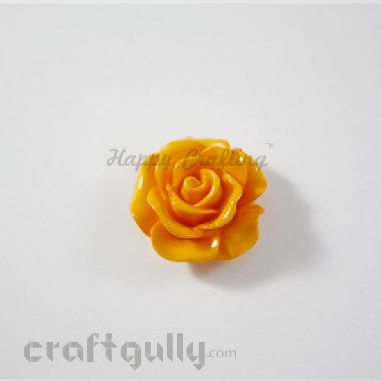 Resin Rose 22mm - Golden Yellow - Pack of 1