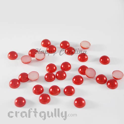 Flatback Pearls 10mm - Round - Red - Pack of 30