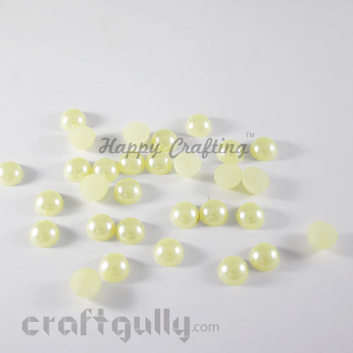 Flatback Pearls 10mm - Round - Light Yellow - Pack of 30