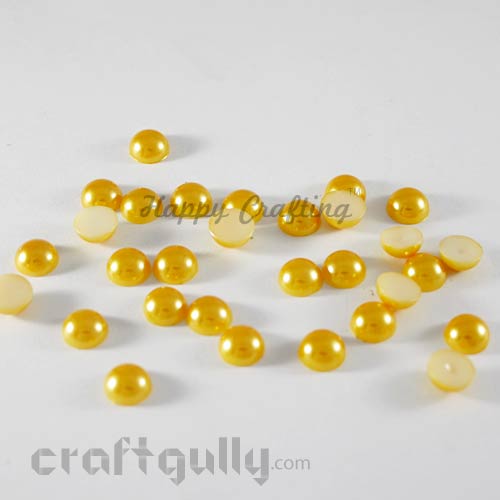Flatback Pearls 10mm - Round - Golden Yellow - Pack of 30