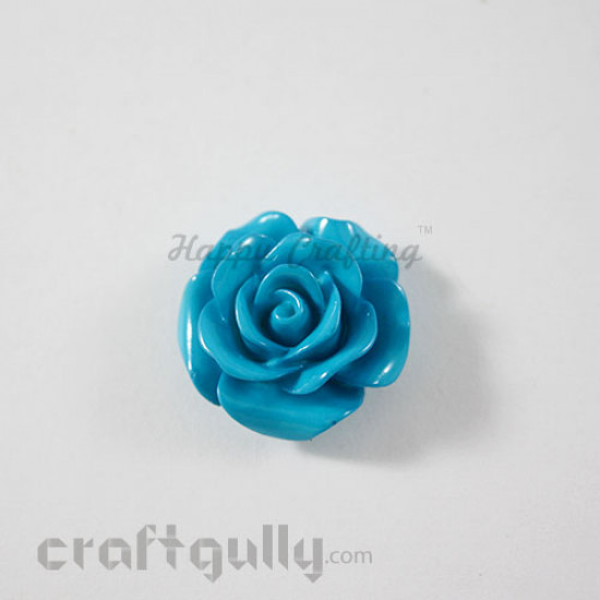 Resin Rose 15mm - Cerulean Blue - Pack of 2