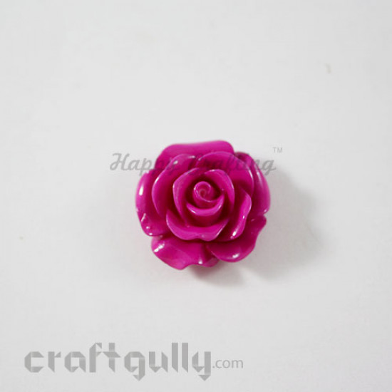 Resin Rose 15mm - Dark Pink - Pack of 2 Resin Rose 15mm - Dark Pink - Pack of 2