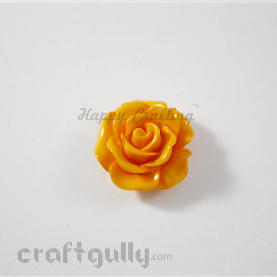 Resin Rose 15mm - Golden Yellow - Pack of 2