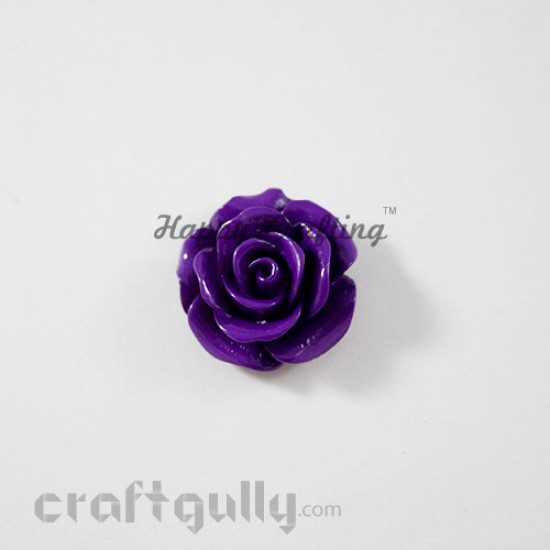 Resin Rose 15mm - Purple - Pack of 2 Resin Rose 15mm - Purple - Pack of 2