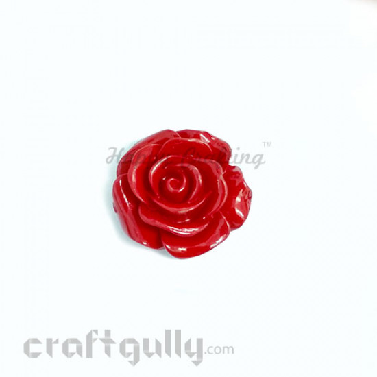 Resin Rose 22mm - Red - Pack of 1 Resin Rose 22mm - Red - Pack of 1