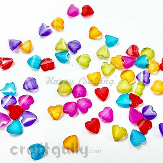 Flatback Acrylic 8mm - Heart - Two Tone - Translucent Assorted - Pack of 60
