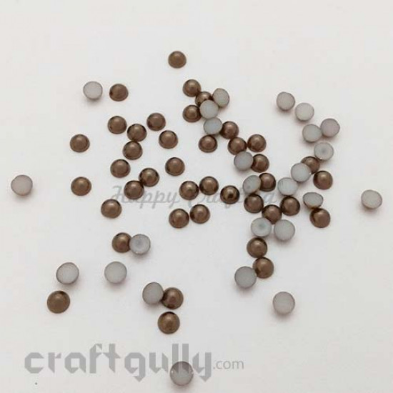 Flatback Pearls 6mm Round - Brown - Pack of 100