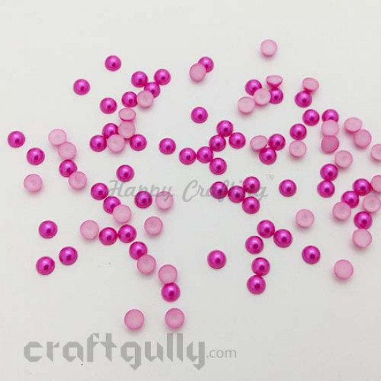 Flatback Pearls 6mm - Round - Dark Pink - Pack of 100