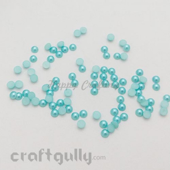 Flatback Pearls 6mm - Round - Teal - Pack of 100