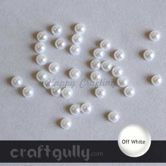 Flatback Pearls 6mm - Round - Off White - Pack of 100
