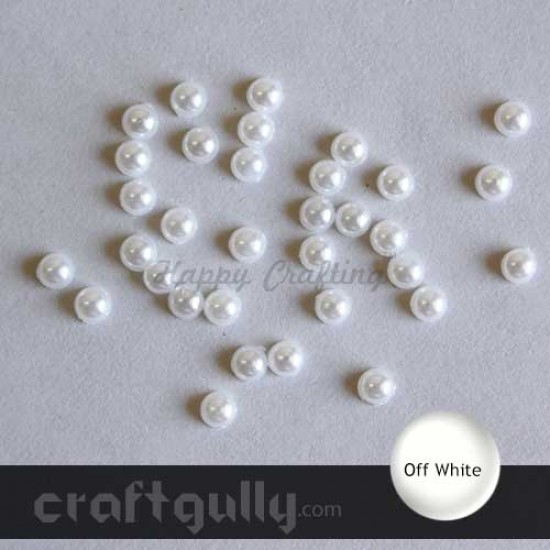 Flatback Pearls 6mm Round - Off White - Pack of 100