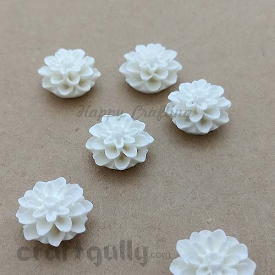 Flatback Resin 15mm - Flower #1 - Ivory - Pack of 6 Flatback Resin 15mm - Flower #1 - Ivory - Pack of 6