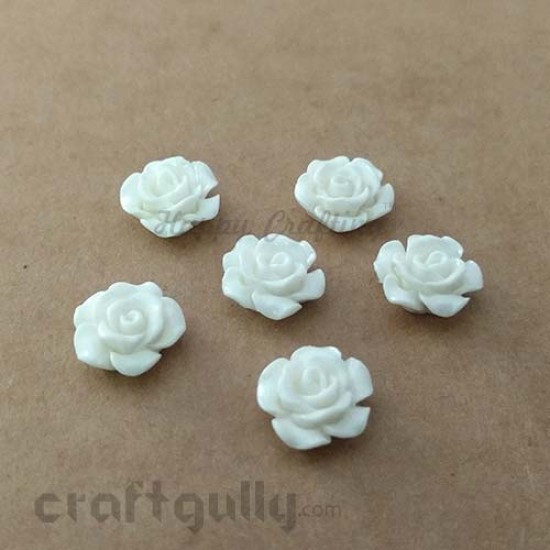 Flatback Resin 13mm - Flower #4 - Off White - Pack of 6 Flatback Resin 13mm - Flower #4 - Off White - Pack of 6