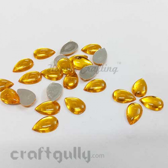 Flatback Acrylic 14mm - Drop - Golden Yellow - Pack of 24