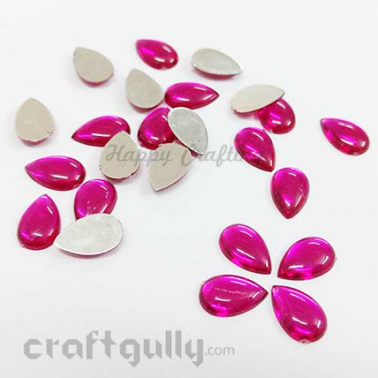 Flatback Acrylic 14mm - Drop - Hot Pink - Pack of 24