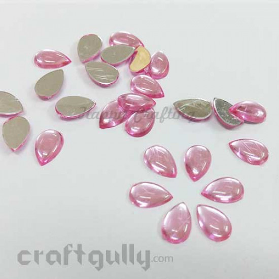 Flatback Acrylic 14mm - Drop - Baby Pink - Pack of 24