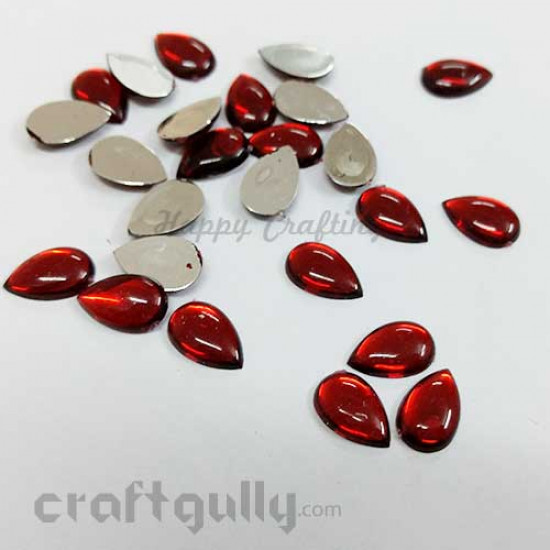 Flatback Acrylic 14mm - Drop - Dark Red - Pack of 24