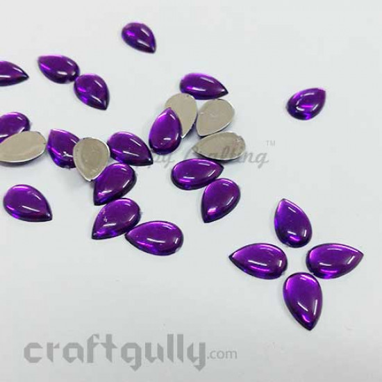 Flatback Acrylic 14mm - Drop - Purple - Pack of 24