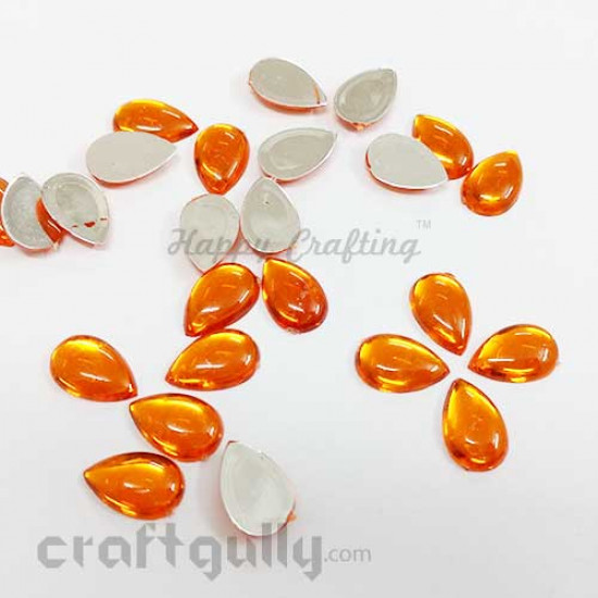 Flatback Acrylic 14mm - Drop - Orange - Pack of 24