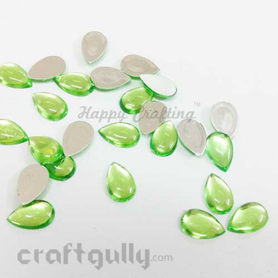 Flatback Acrylic 14mm - Drop - Light Green - Pack of 24