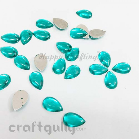 Flatback Acrylic 14mm - Drop - Aqua - Pack of 24