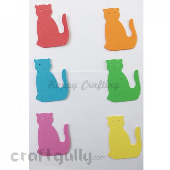 Foam Shapes 75mm - Cat - Assorted - Pack of 18