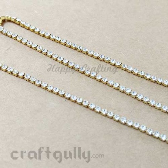 Rhinestone String 2mm - White - 1 meter