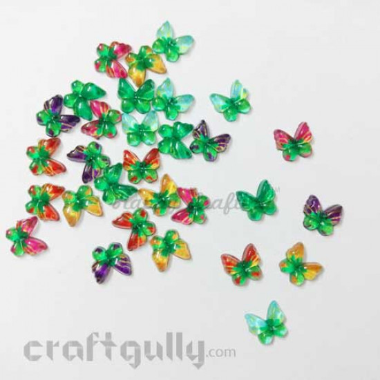 Flatback Acrylic 10mm Butterflies - Assorted - Pack of 30