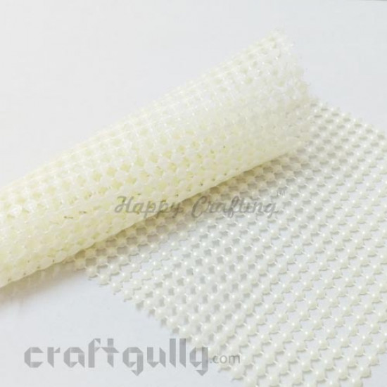 Flatback Pearls 4mm Round - Mat Lace - Ivory - 12 inches