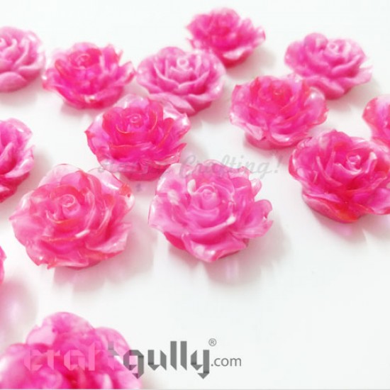 Resin Rose 24mm - Dual Tone Dark Pink - Pack of 1