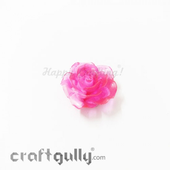 Resin Rose 24mm - Dual Tone Dark Pink - Pack of 1