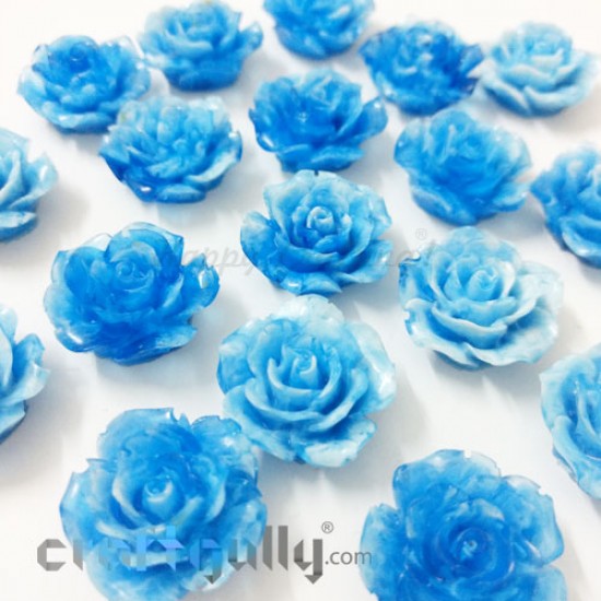 Resin Rose 24mm - Dual Tone Blue - Pack of 1