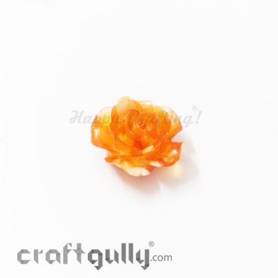 Resin Rose 24mm - Dual Tone Orange - Pack of 1