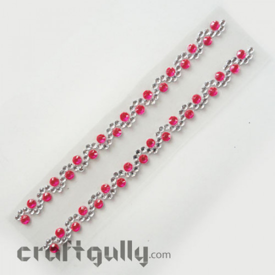Rhinestone Border Stick-ons - White and Pink