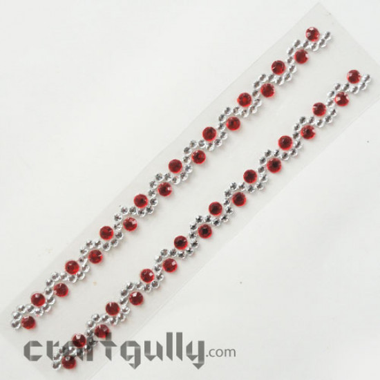 Rhinestone Border Stick-ons - White and Red