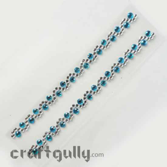 Rhinestone Border Stick-ons - White and Blue