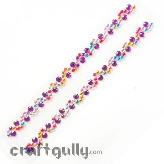 Rhinestone Border Stick-ons - Multi Color With Purple