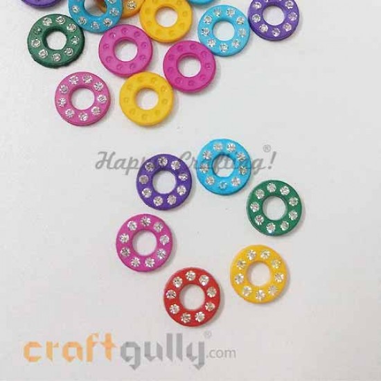 Flatback Acrylic 10mm Disc with Rhinestone - Design #7 - Assorted - Pack of 30