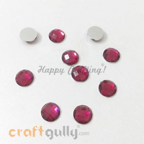 Rhinestones 8mm Round - Magenta - Pack of 30